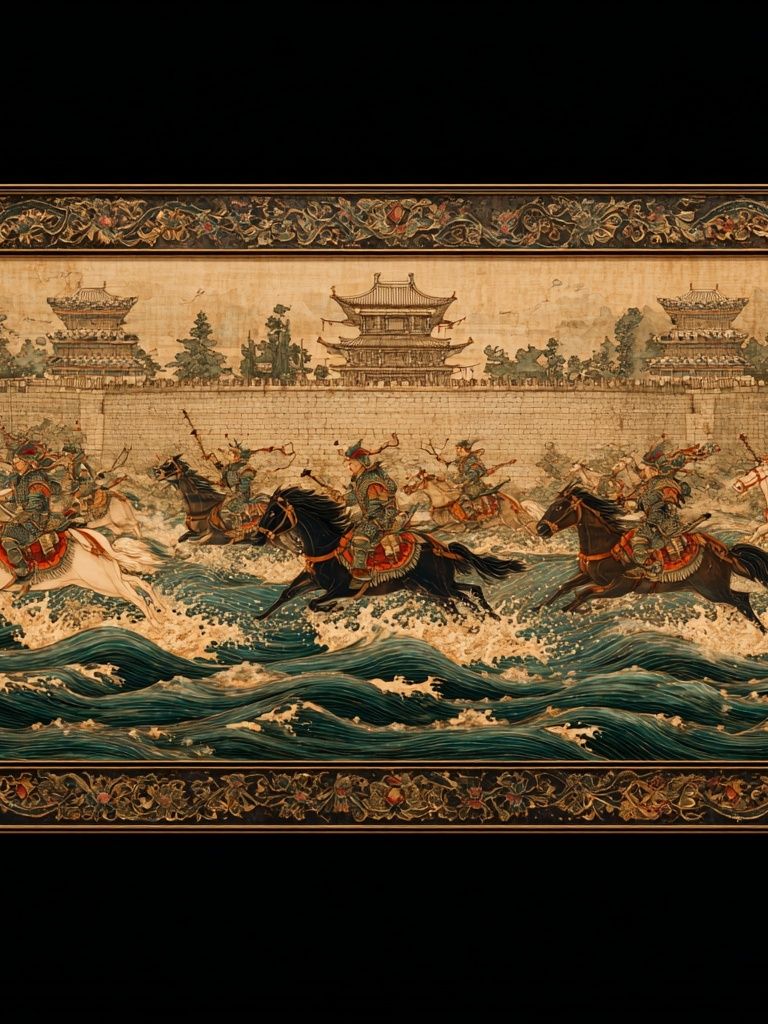 Ancient Cavalry River Battle Print. poster detail