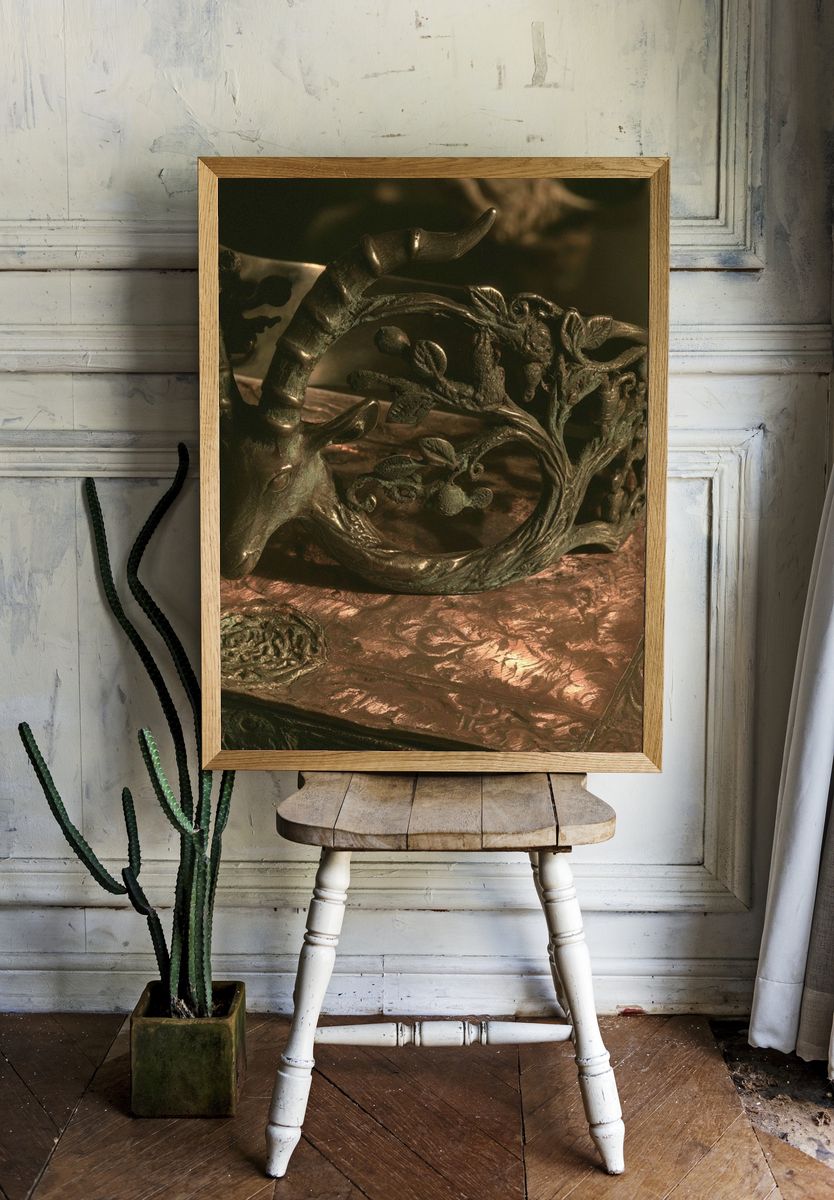 Antlered Bronze Sculpture Poster. — room view 1