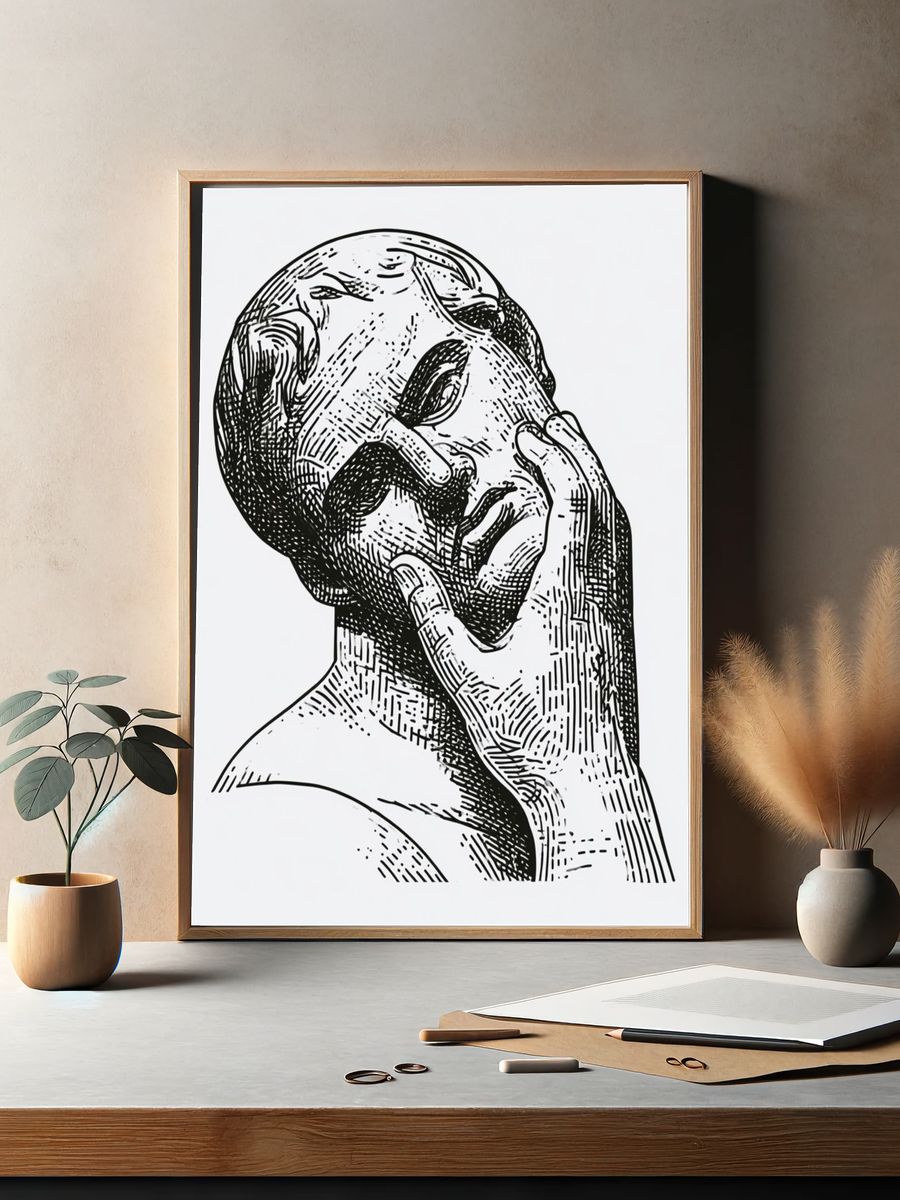 Classical Marble Head Illustration Poster. — room view 2
