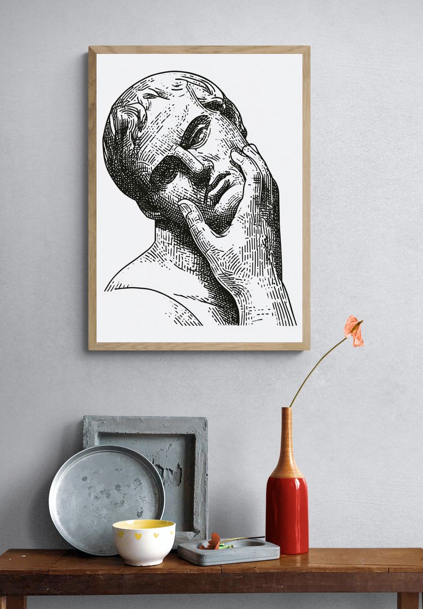 Classical Marble Head Illustration Poster. — room view 3