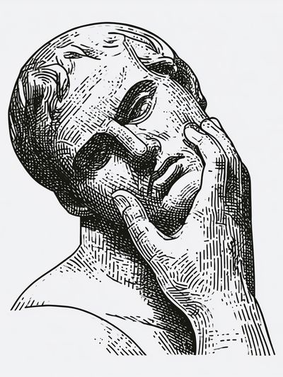 Classical Marble Head Illustration Poster. poster