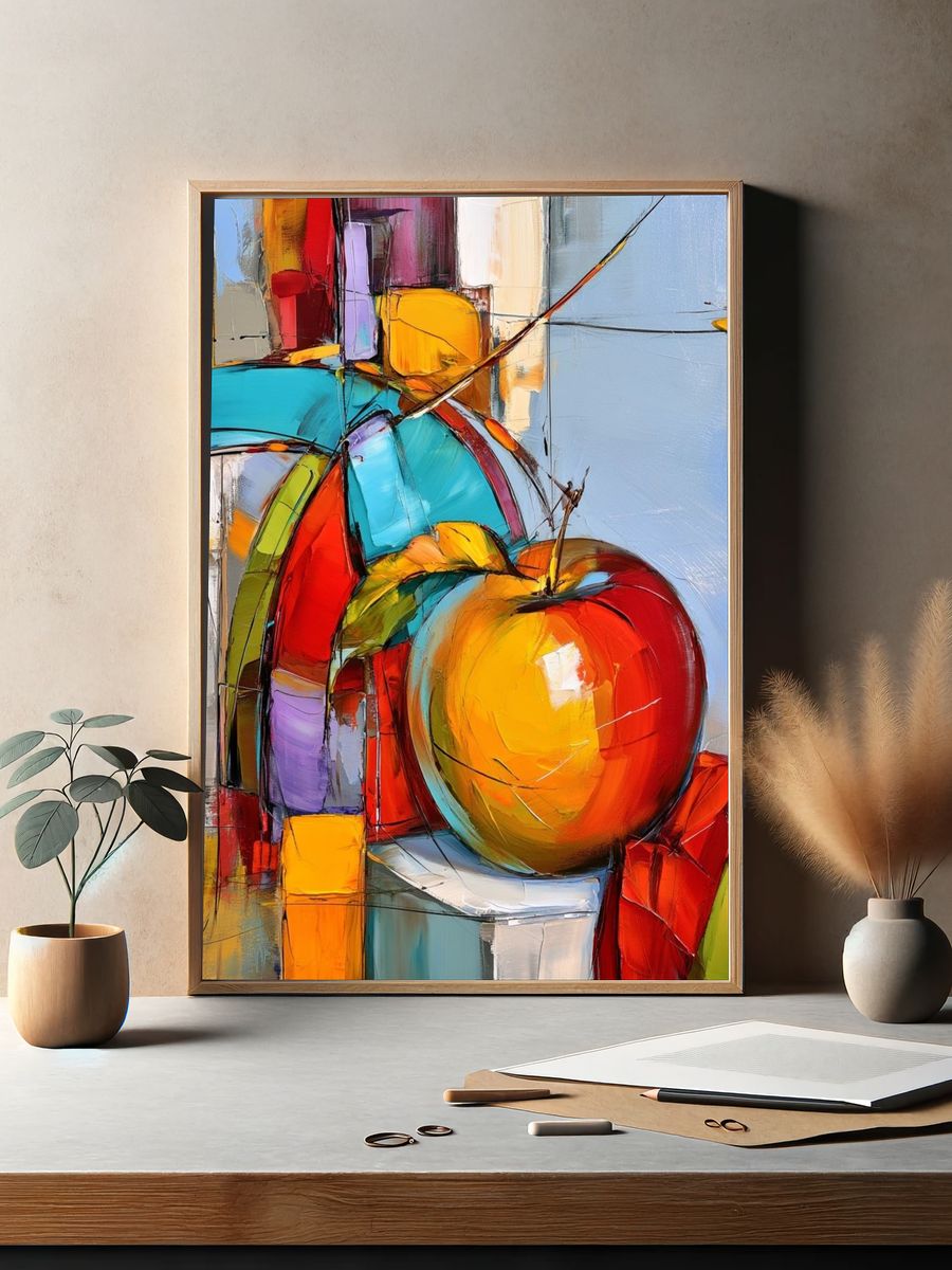 Abstract Apple Still Life Poster. — room view 2