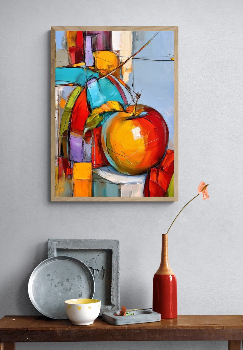 Abstract Apple Still Life Poster. — room view 3