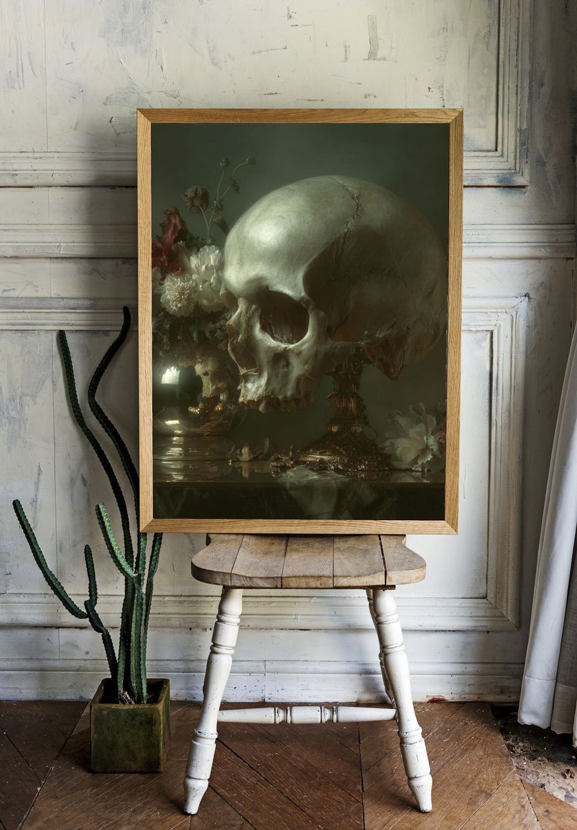Skull Still Life — Fine-Art Print. room preview