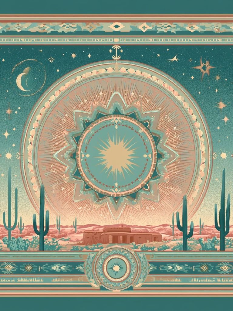 Desert Mandala Vintage Print. poster — fine-art art
