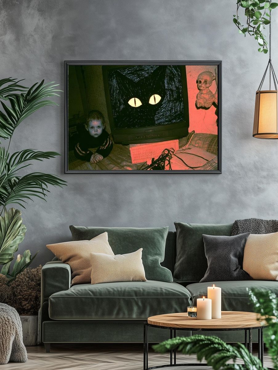 Creepy Cat Eyes Vintage Horror Poster. — room view 4