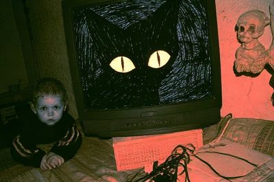 Creepy Cat Eyes Vintage Horror Poster.