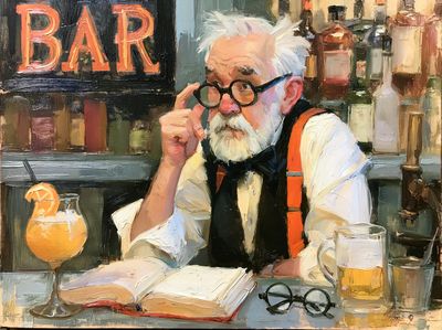 Old Bartender Portrait Print. poster print