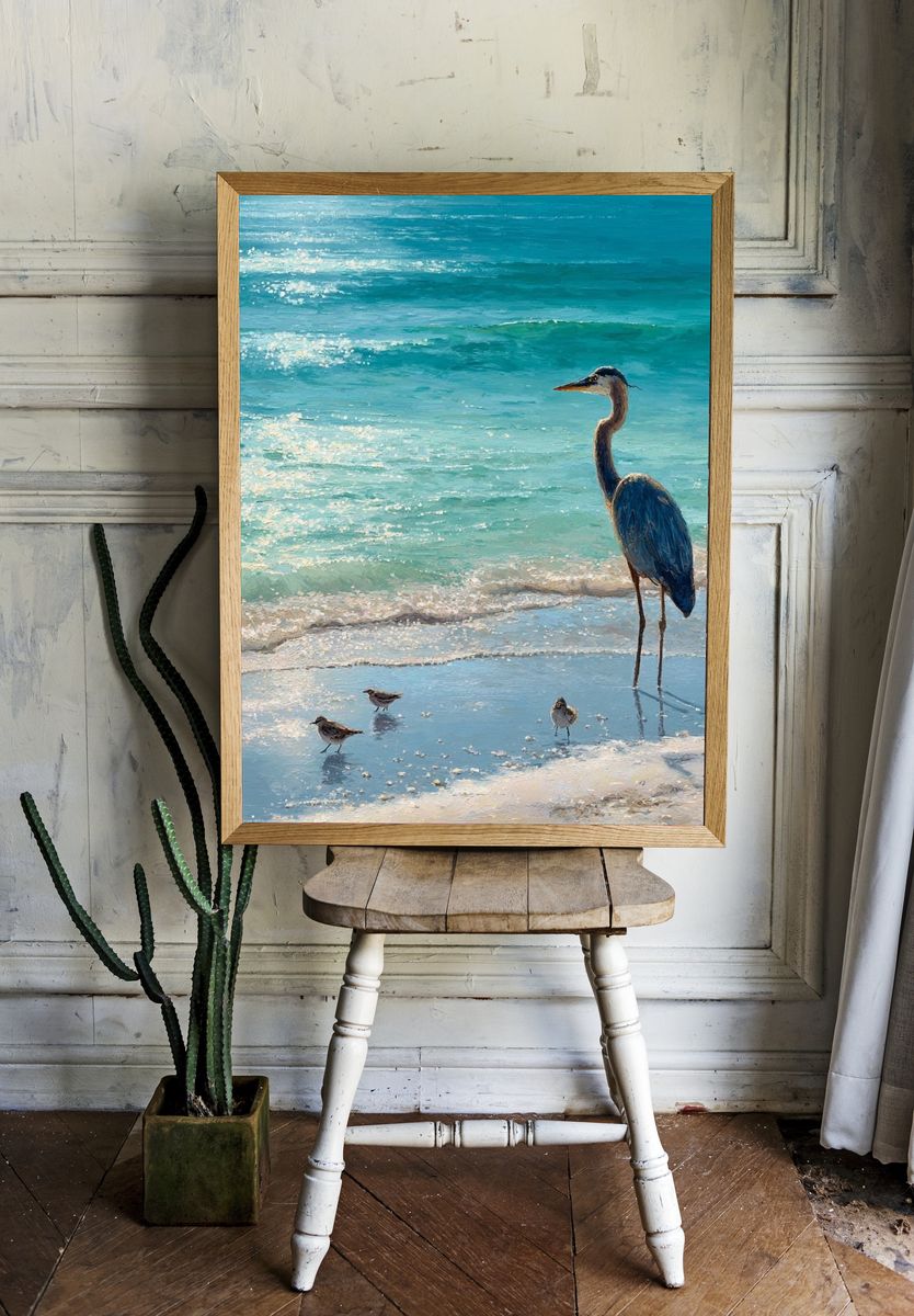 Heron at the Shore — Fine-Art Print. room preview