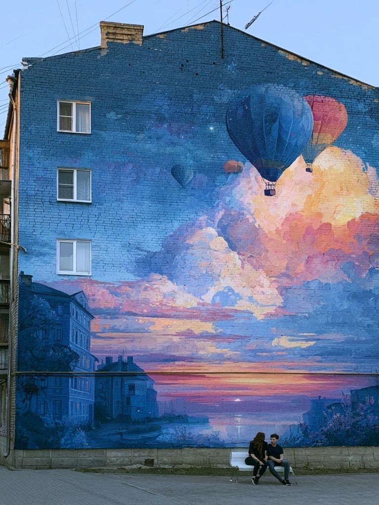 Hot Air Balloon Sunset Mural Print. poster — fine-art art