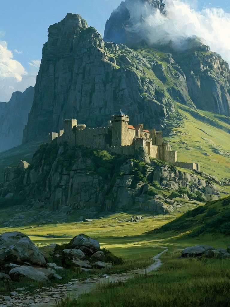 Mountain Castle Landscape Print. poster — fine-art art