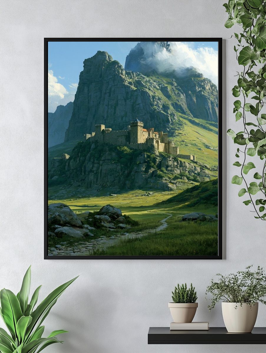 Mountain Castle Landscape Print. — room view 4