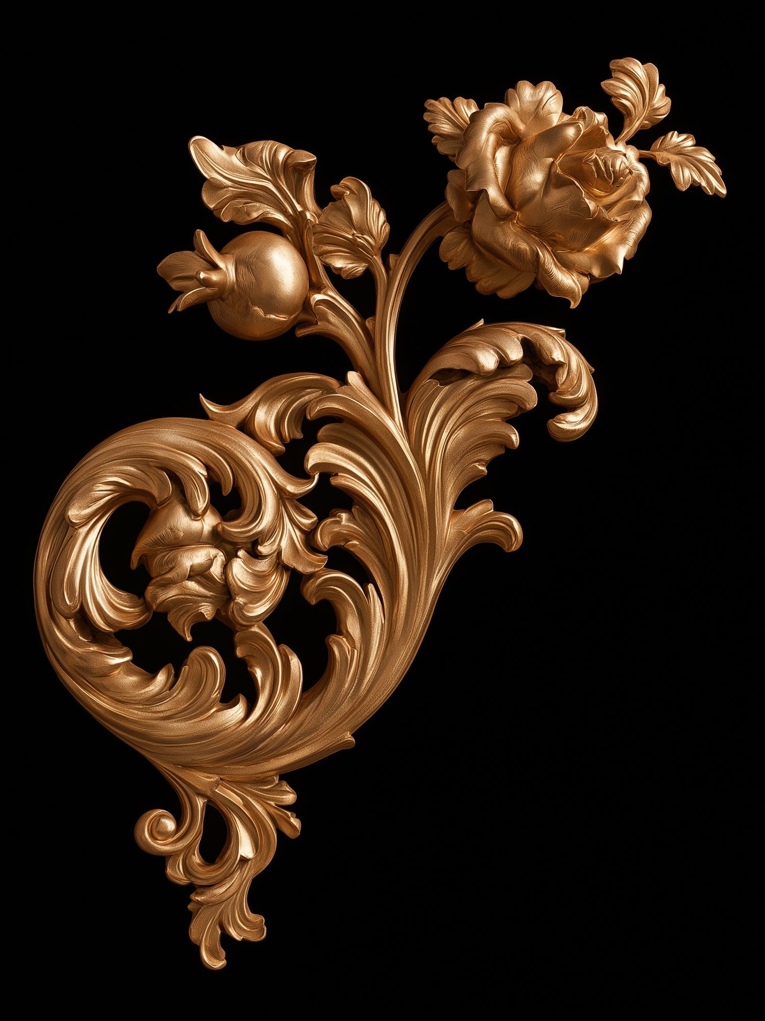 Golden Baroque Floral Print. poster — fine-art art