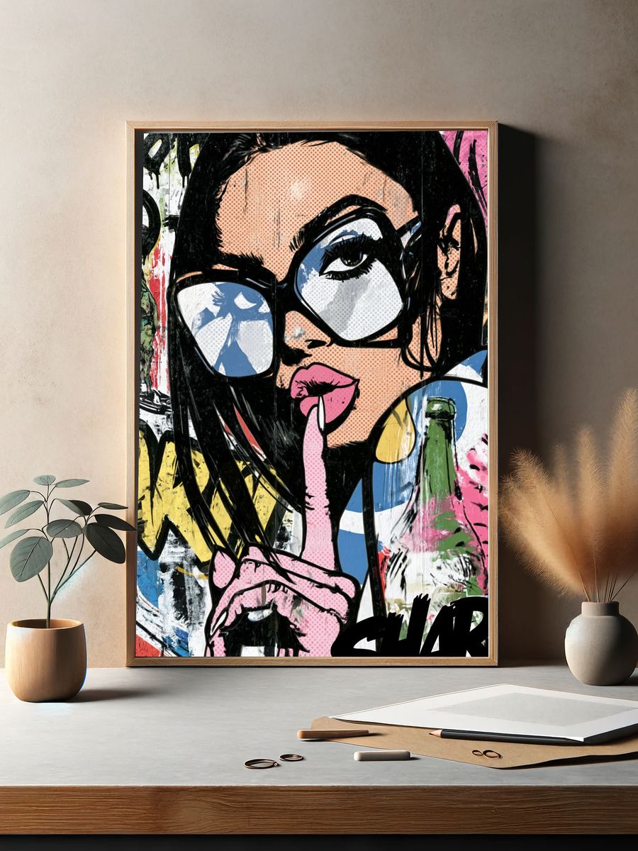Pop Art Woman Graffiti Poster. — room view 2