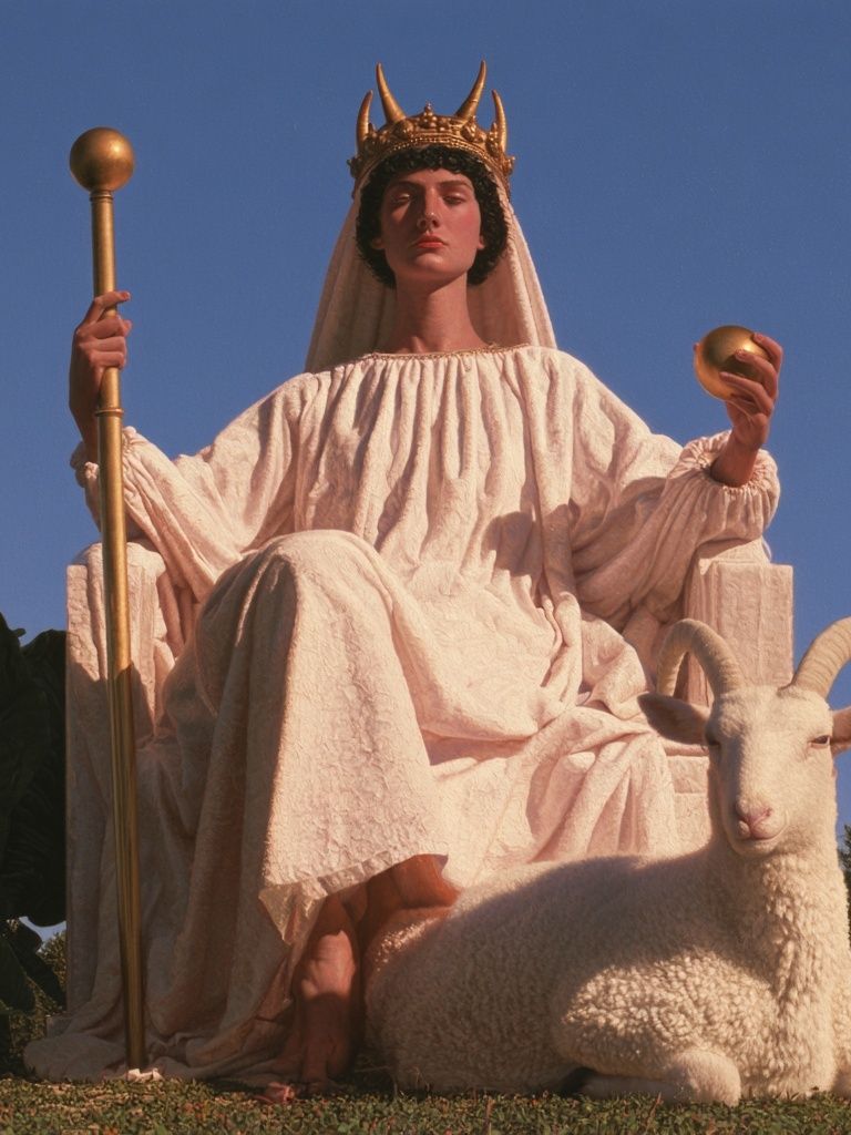 Mythic Queen with Ram Poster. poster — fine-art art
