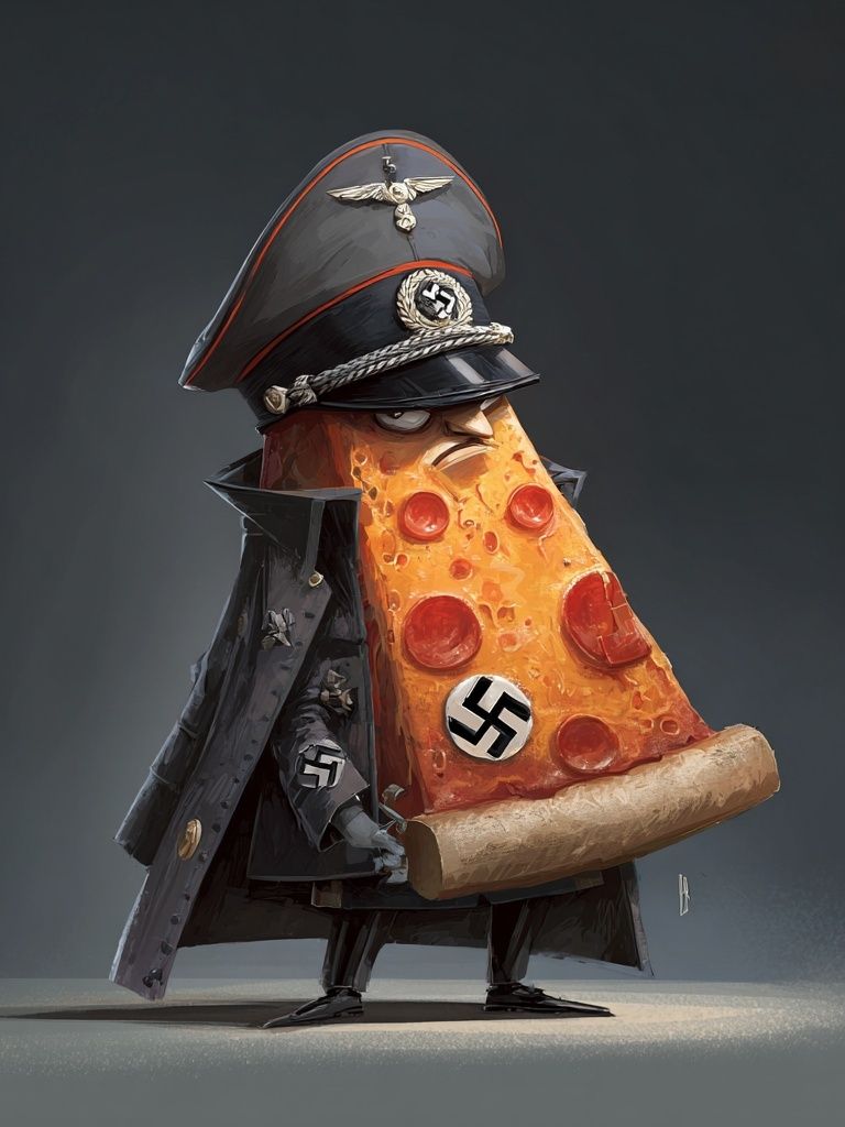 Satirical Pizza Dictator Poster. poster detail