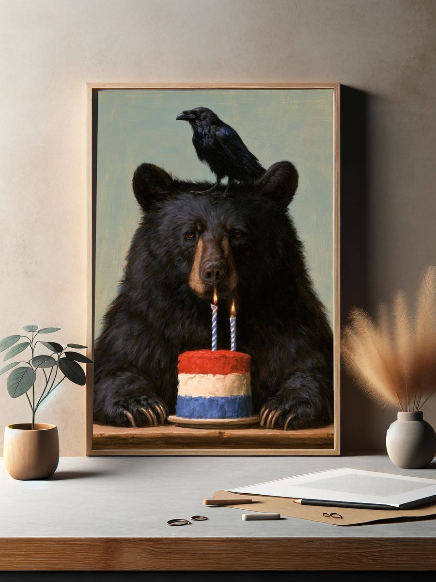Bear Birthday Portrait Print. — room view 2