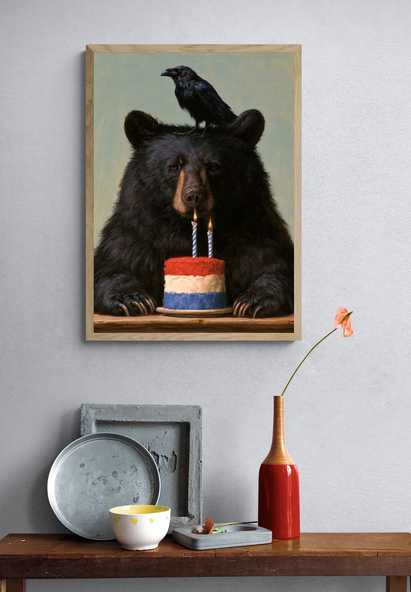 Bear Birthday Portrait Print. — room view 3