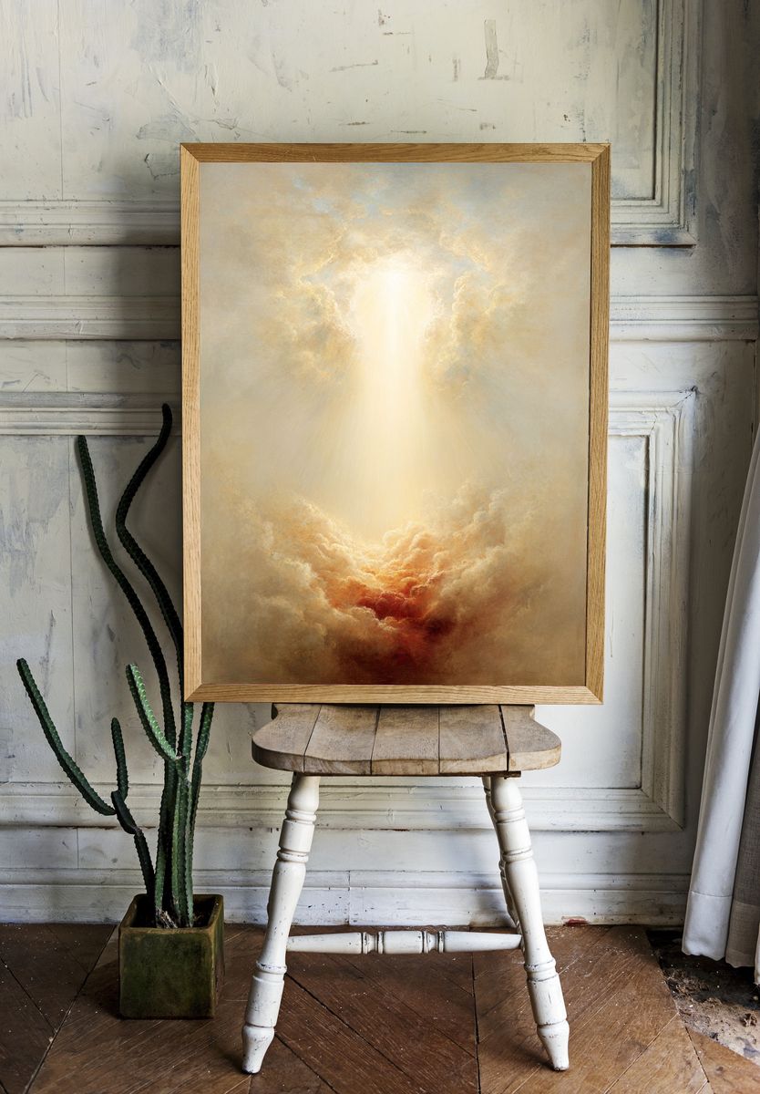 Celestial Light Clouds Poster. room preview