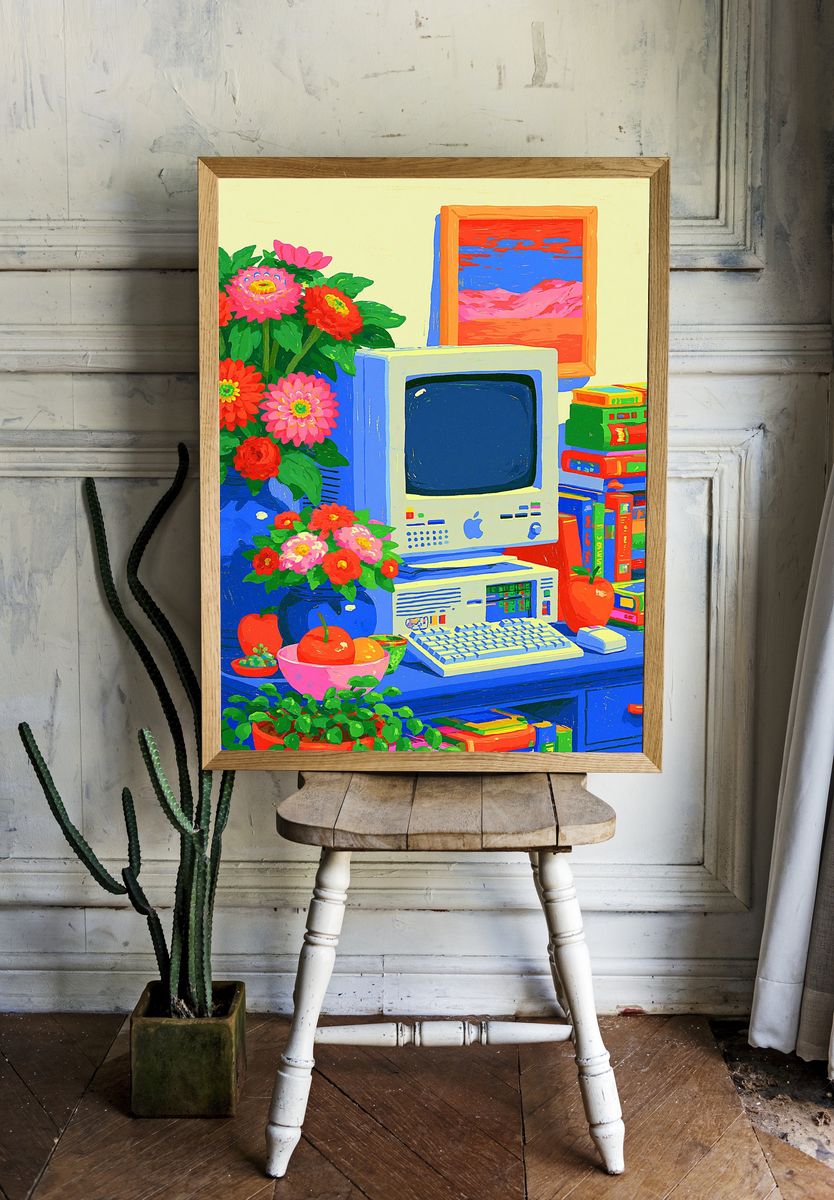 Retro Computer Still Life Poster. room preview