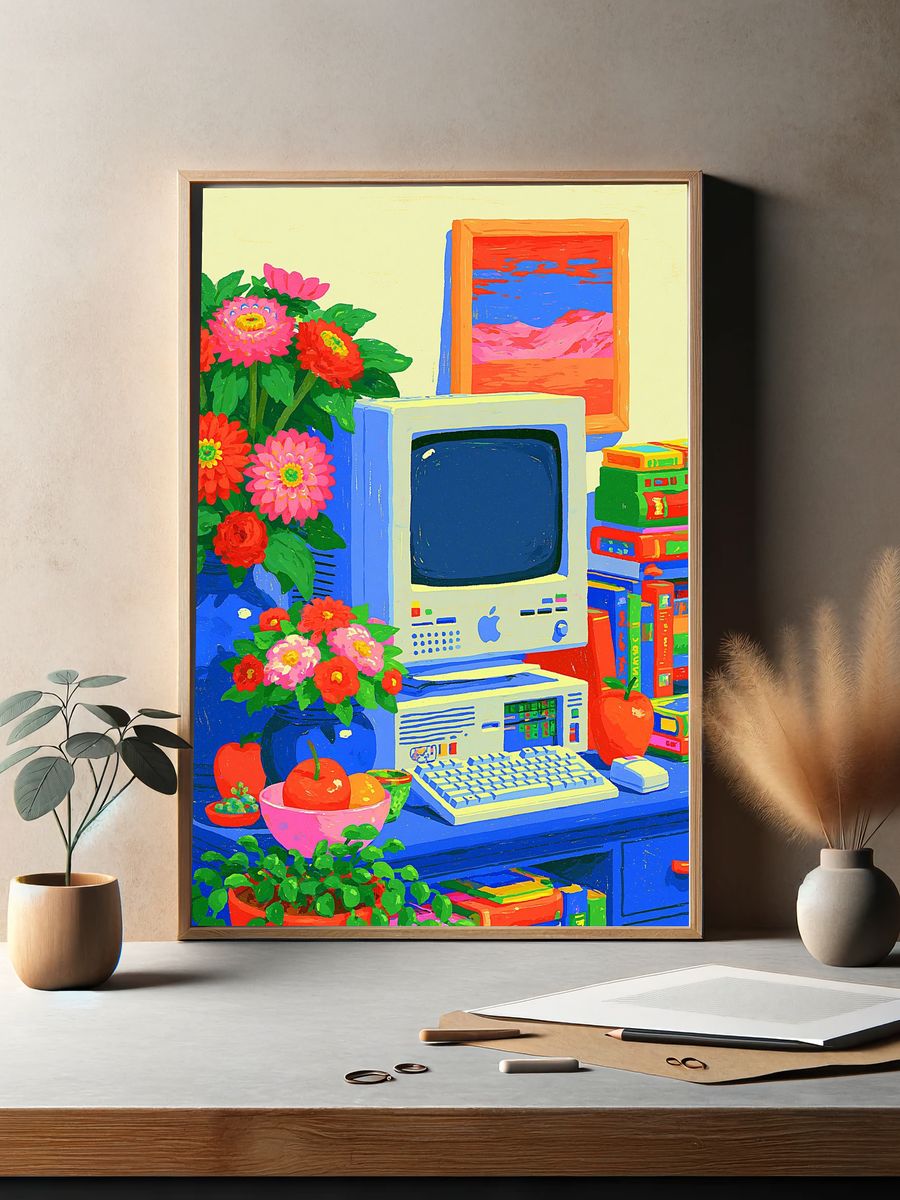Retro Computer Still Life Poster. — room view 2