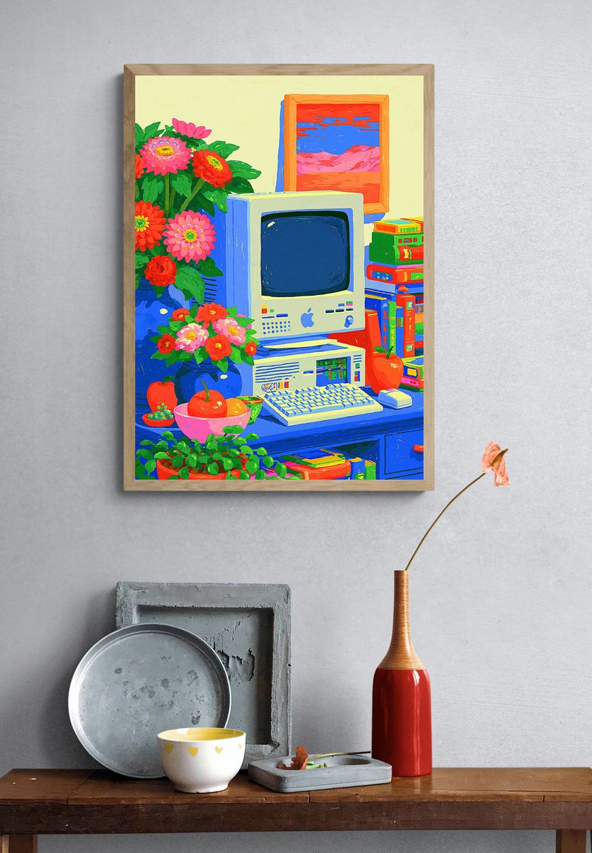 Retro Computer Still Life Poster. — room view 3