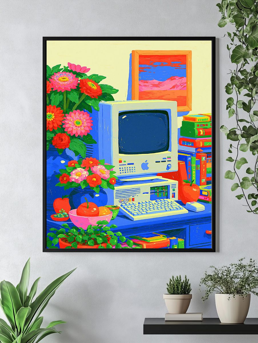 Retro Computer Still Life Poster. — room view 4
