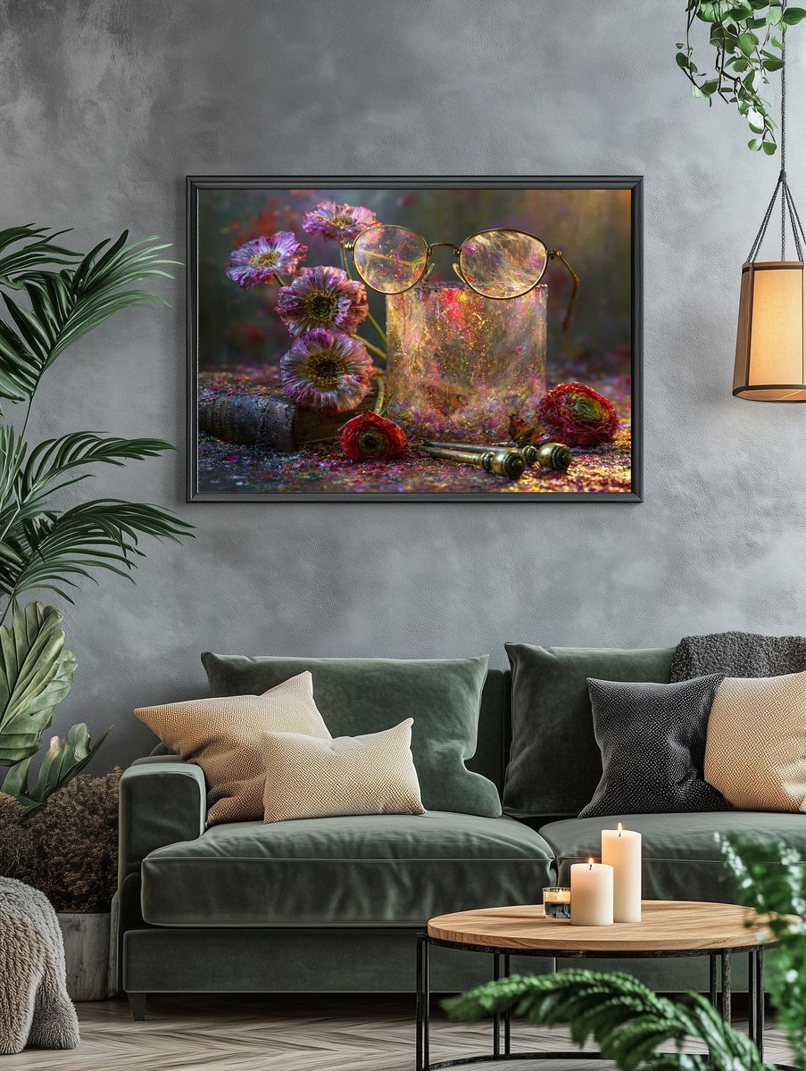 Glitter Bloom Still Life Print. — room view 4