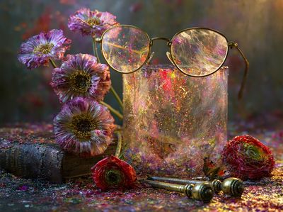 Glitter Bloom Still Life Print. poster