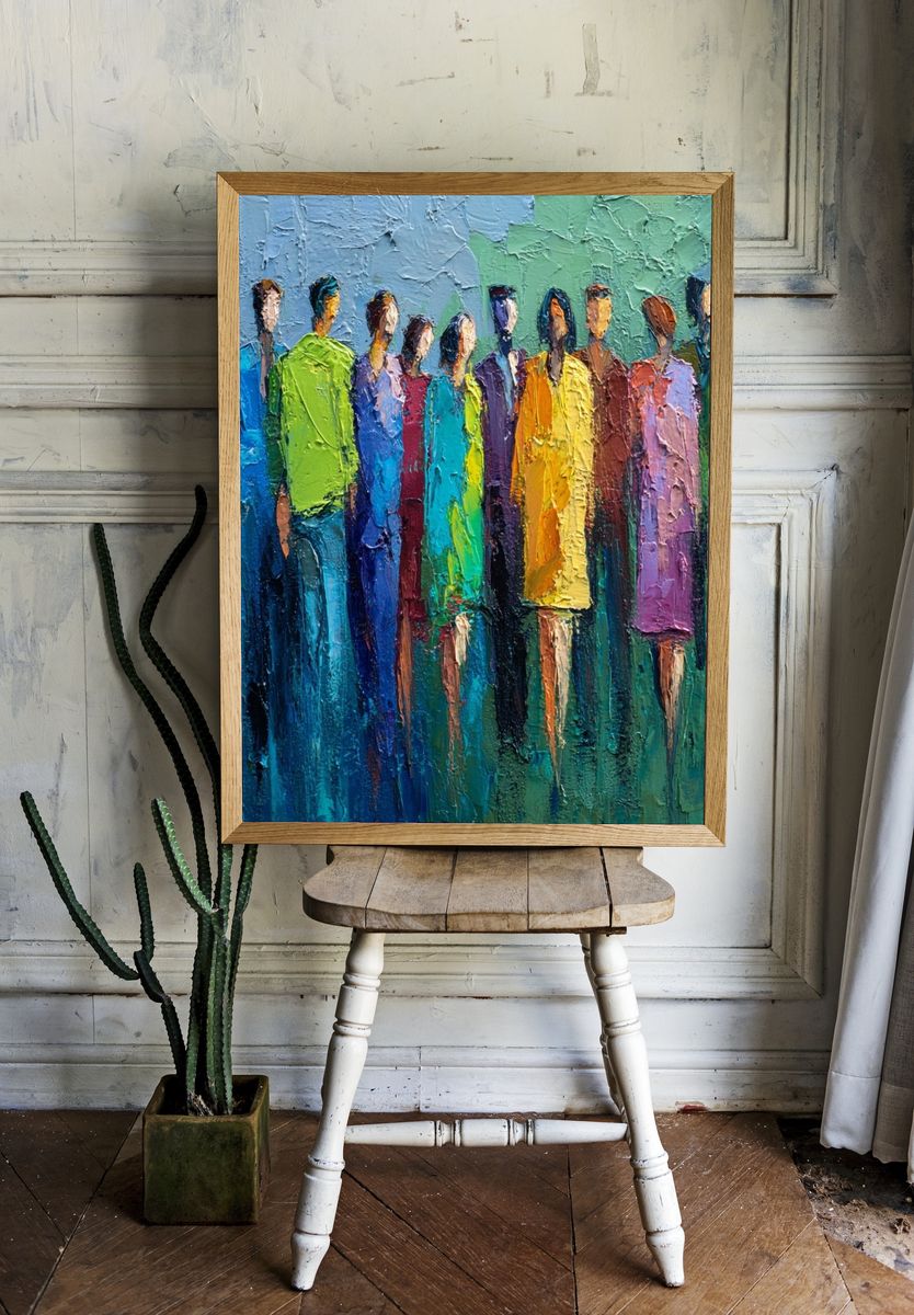 Colorful Crowd Abstract Poster. — room view 1