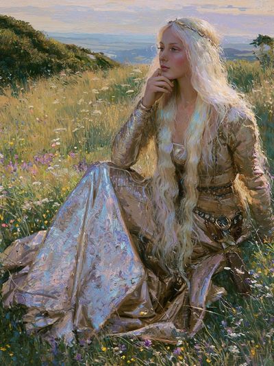 Golden Meadow Portrait Print. poster print