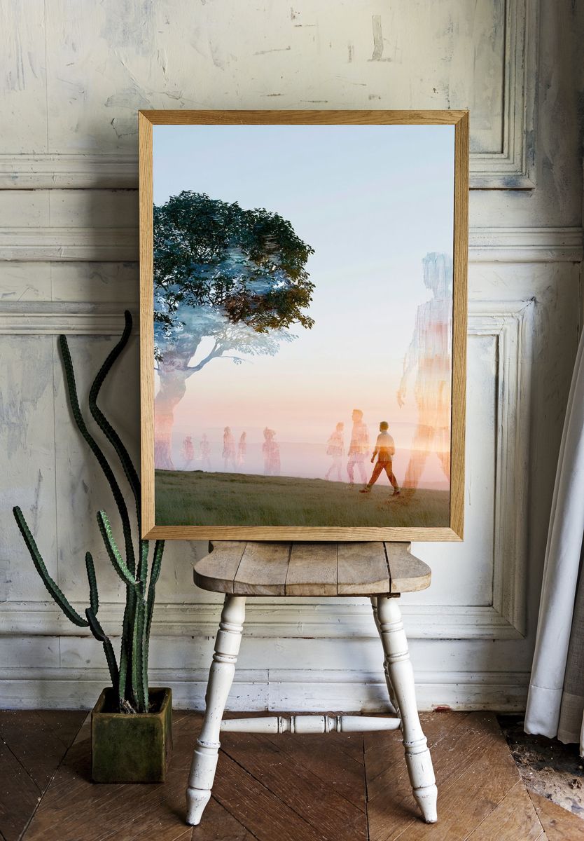 Dreamlike Tree and Figures Print. room preview