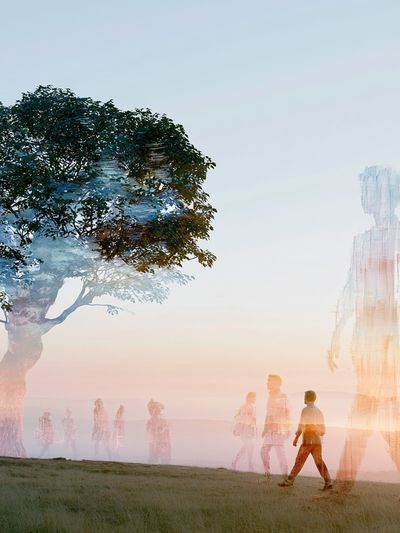 Dreamlike Tree and Figures Print.