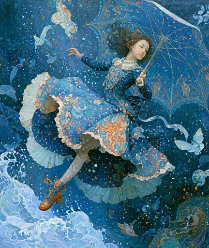 Dreaming Girl in Blue Fine-Art Print. poster detail