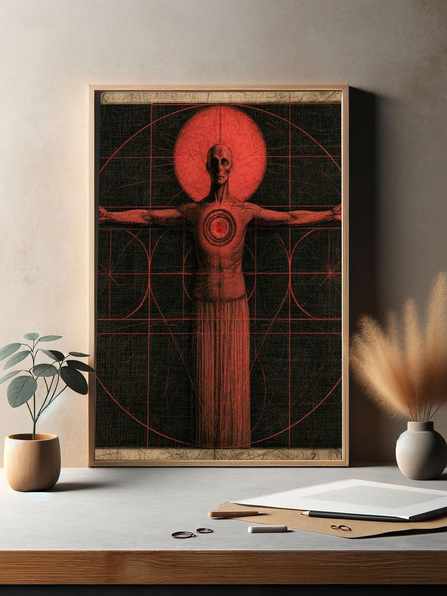 Vitruvian Skull Surrealism Poster. — room view 2