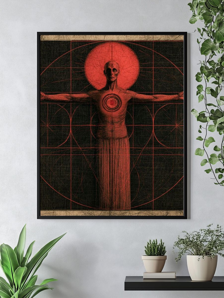 Vitruvian Skull Surrealism Poster. — room view 4
