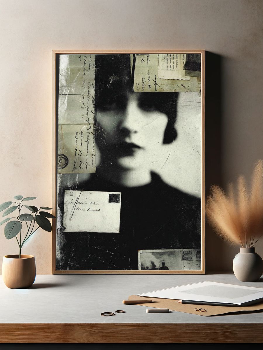 Surreal Portrait Collage Print. — room view 2
