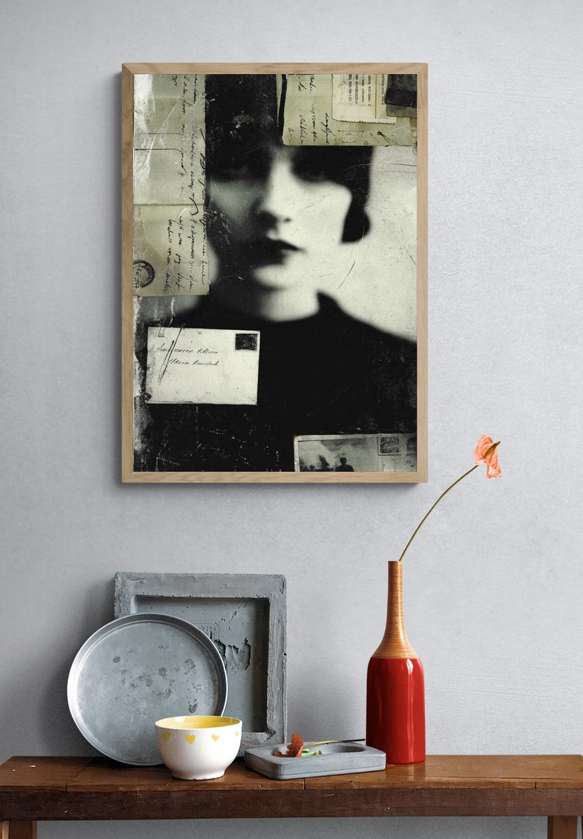 Surreal Portrait Collage Print. — room view 3