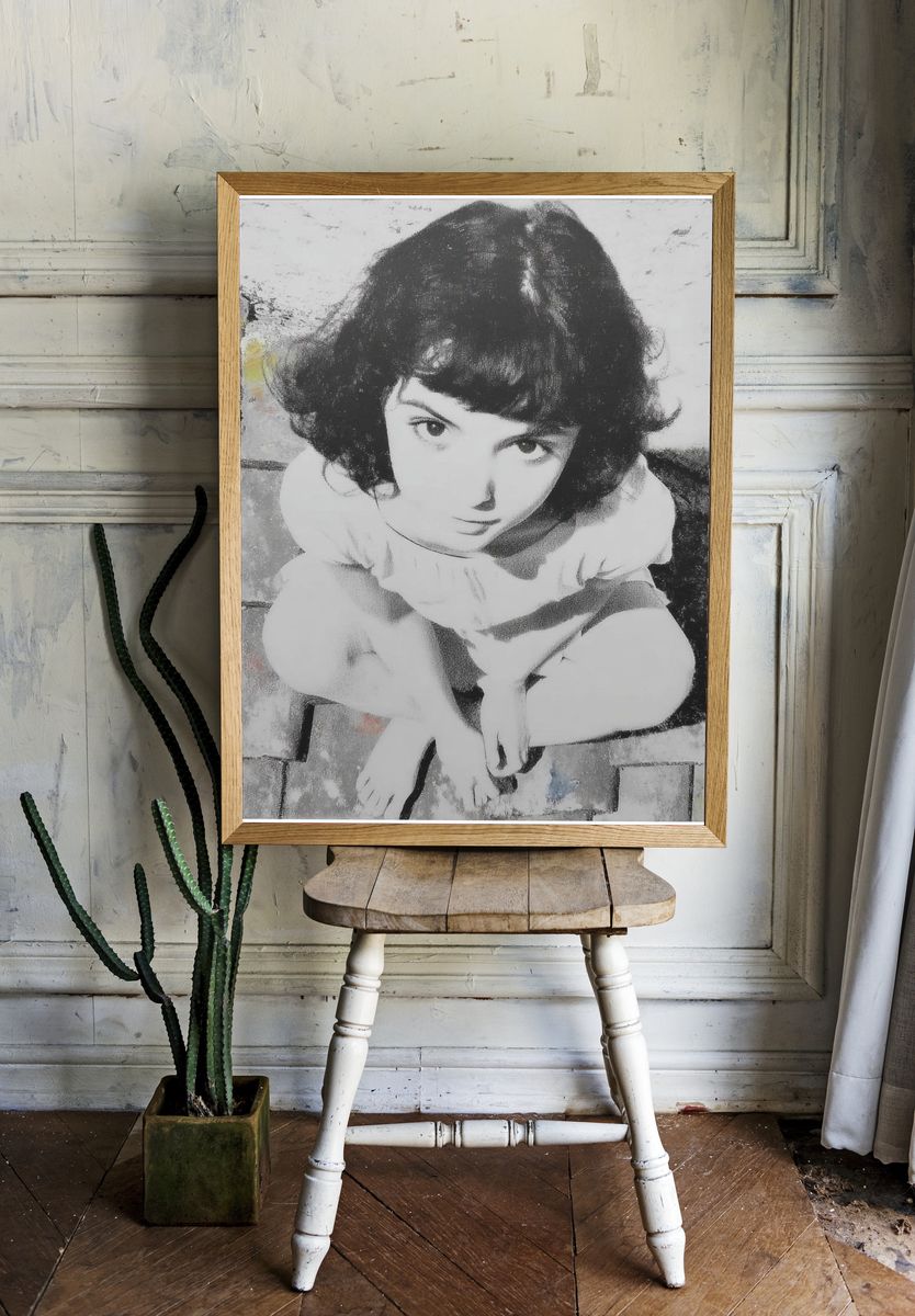Girl on Cobblestones Fine-Art Print. room preview