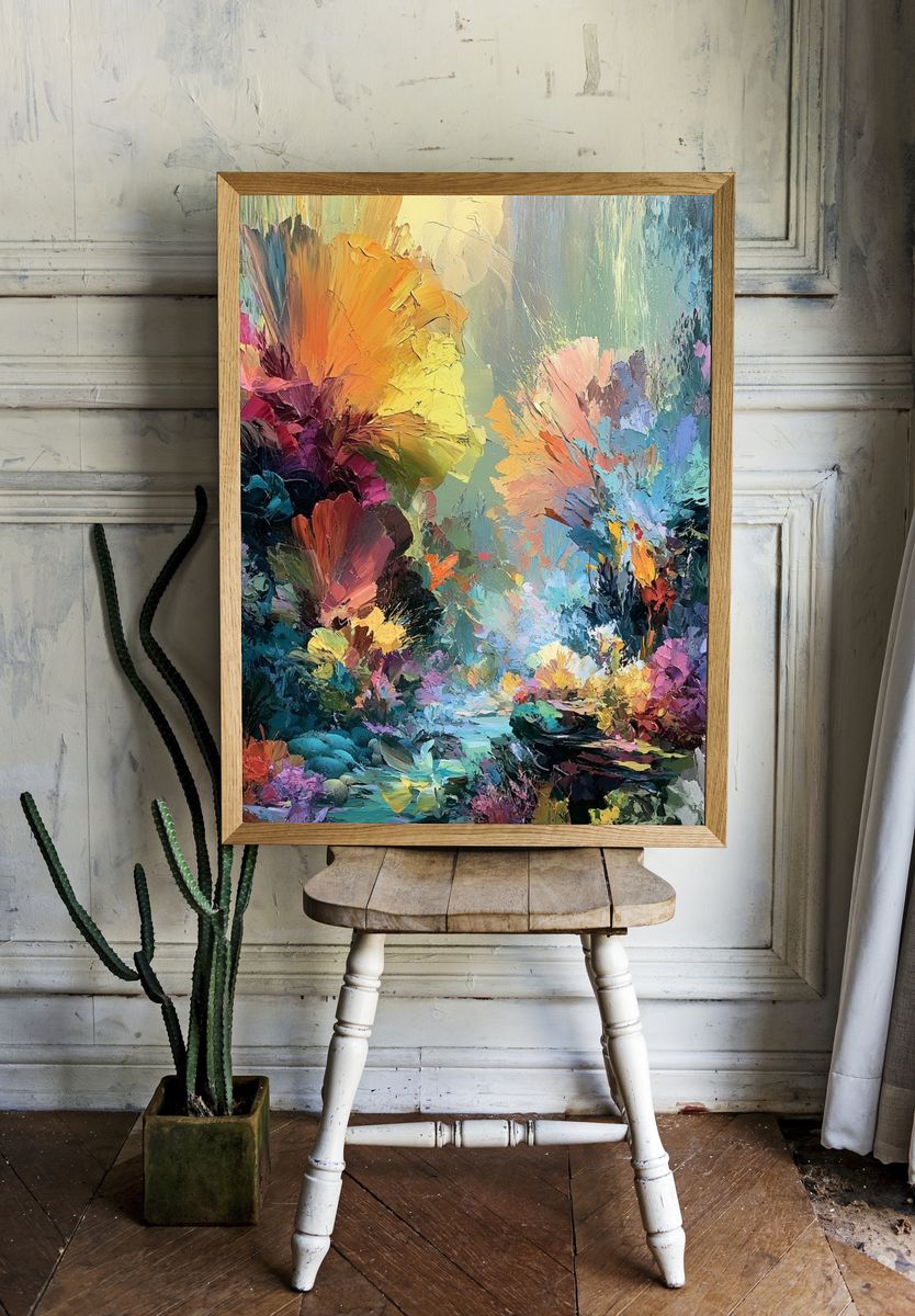 Dreamy Floral Garden Abstract Print. — room view 1