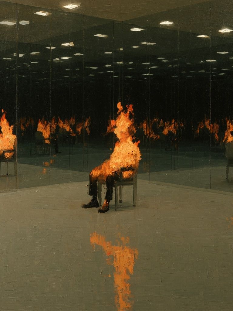 Burning Reflection Surrealism Print. poster — fine-art art