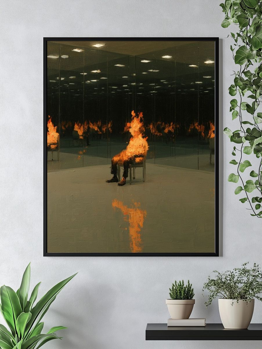Burning Reflection Surrealism Print. — room view 4