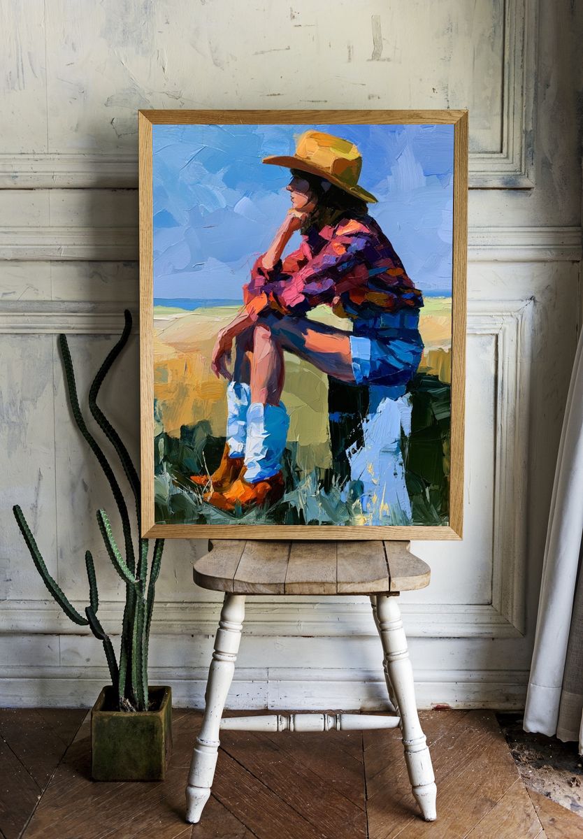 Cowgirl Portrait — Fine-Art Print. room preview