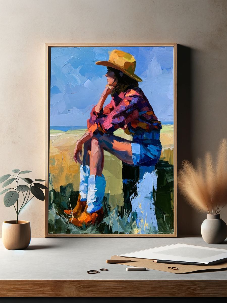Cowgirl Portrait — Fine-Art Print. — room view 2