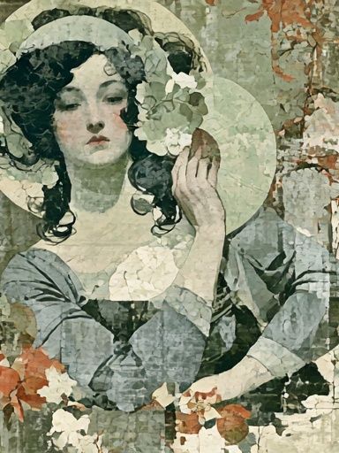 Art Nouveau Woman Portrait Print. poster detail