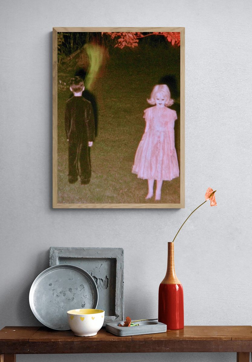 Surreal Garden Figures Print. — room view 3