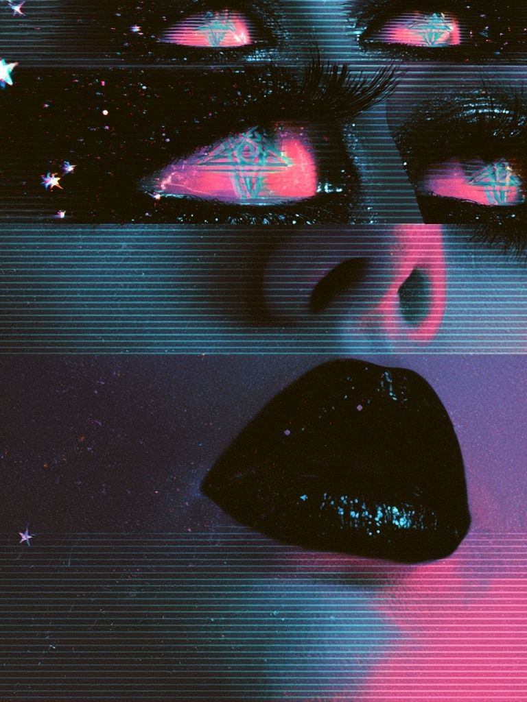 Neon Glitch Face Poster. poster detail