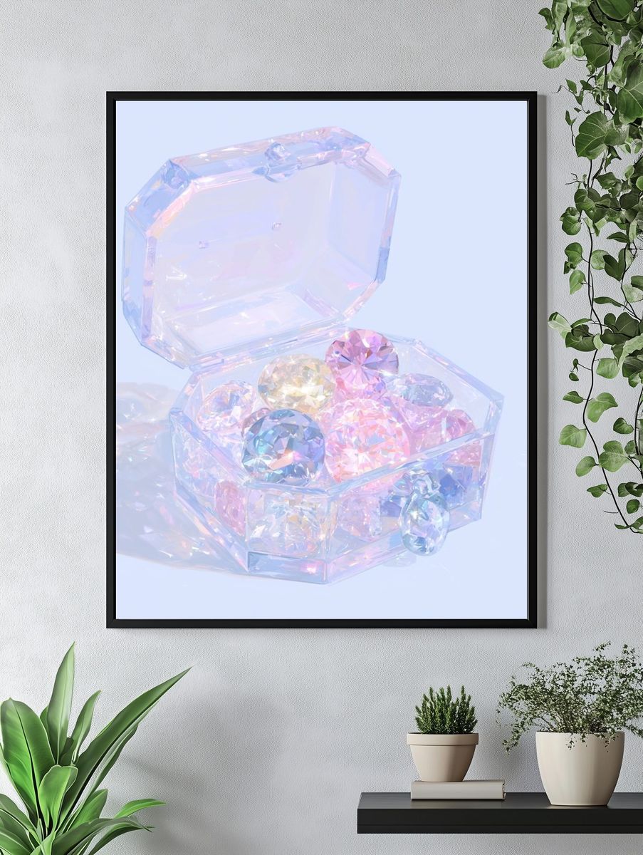 Crystal Jewelry Box — Pastel Print. — room view 4
