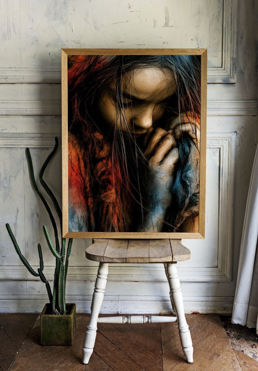 Contemplative Woman Fine-Art Poster. room preview