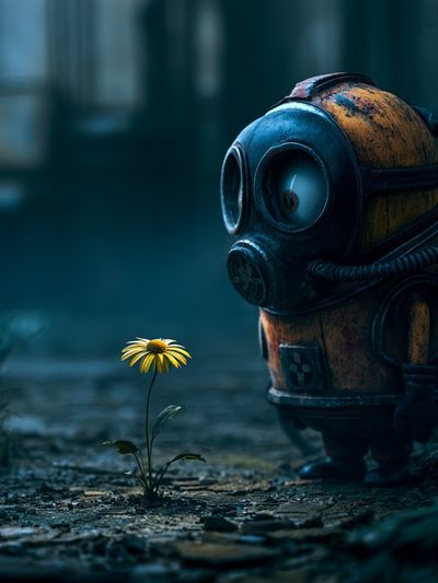 Robot and Flower Surrealism Print. poster print